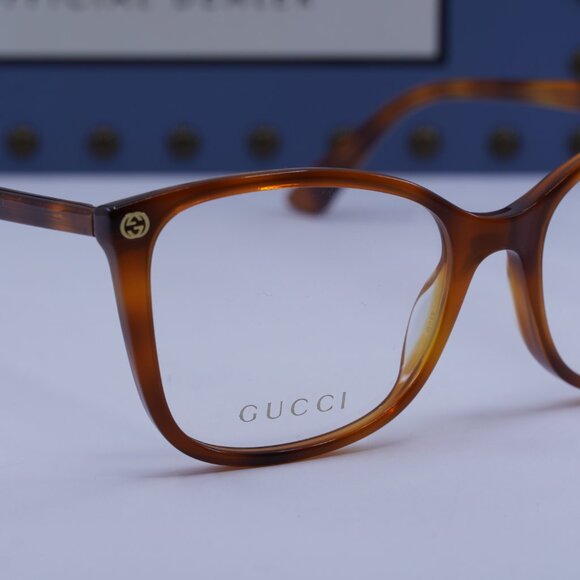Gucci GG0026O 006 Cat Eye Eyeglasses - Light Havana 53mm - Picture 8 of 10